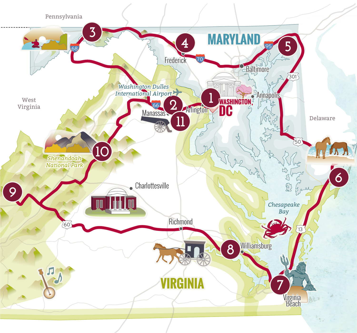 Illustrated Capital region map with RV route lines