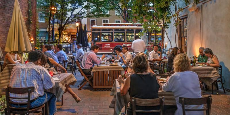 Outdoor dining on King Street, Alexandria, VA