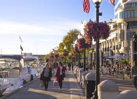 People walking along the Georgetown waterfront