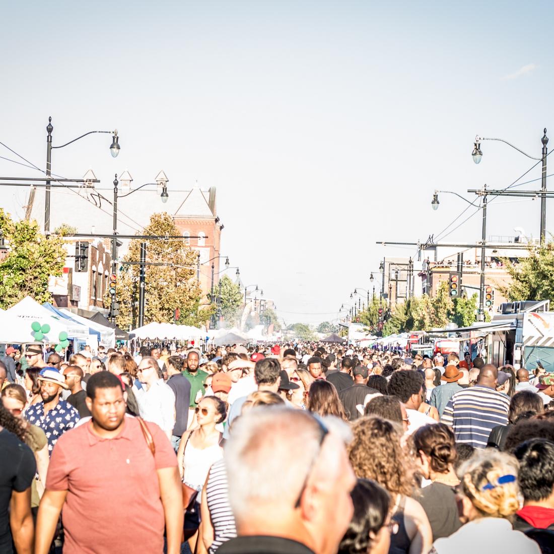 A crowd of festival goers