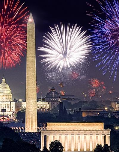 Fireworks over the National Mall, Washington, DC